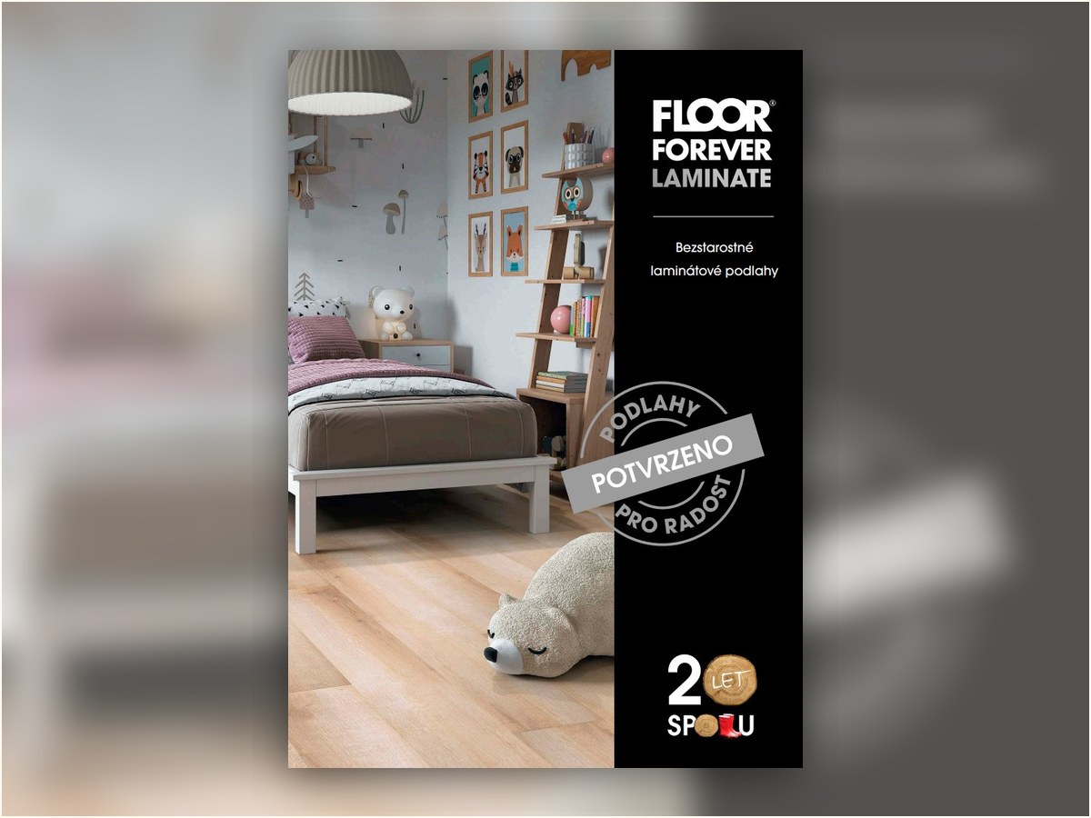 Titulní strana katalogu laminátových podlah Floor Forever